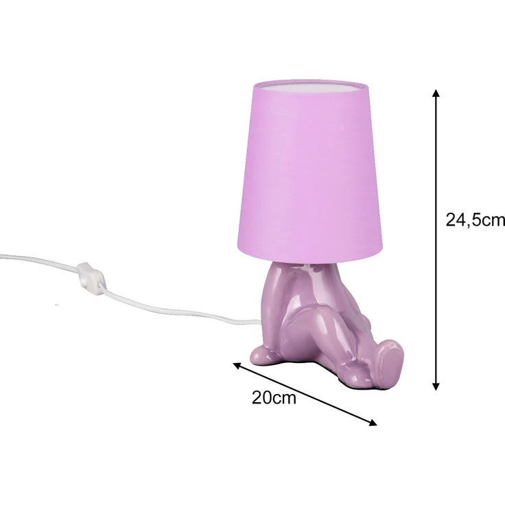 Tischleuchte HUMA Keramik Lila mit Stoffschirm, Höhe 24,5cm – Bild 4