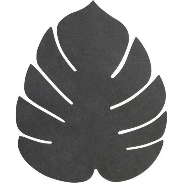 LIND DNA Platzset Tischset Monstera Leaf L schwarz, (Stück, 1-St, 1 Tischset), Recyclingleder – Bild 5