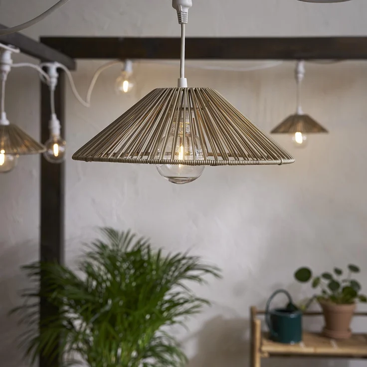 Outdoor Lampenschirm ,Vide' in Rattan-Optik, natur, klein – Bild 2