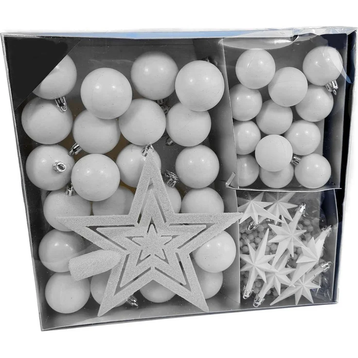 Spetebo Christbaumschmuck Christbaumschmuck 45 Teile Set - weiß (45-tlg), Shatterproof Deko Weihnachtskugeln bruchsicher - Christbaumschmuck – Bild 1