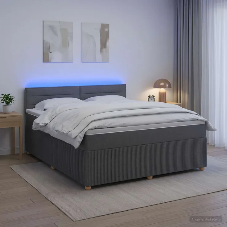 vidaXL Boxspringbett mit Matratze Dunkelgrau 180 x 200 cm Stoff 3452982