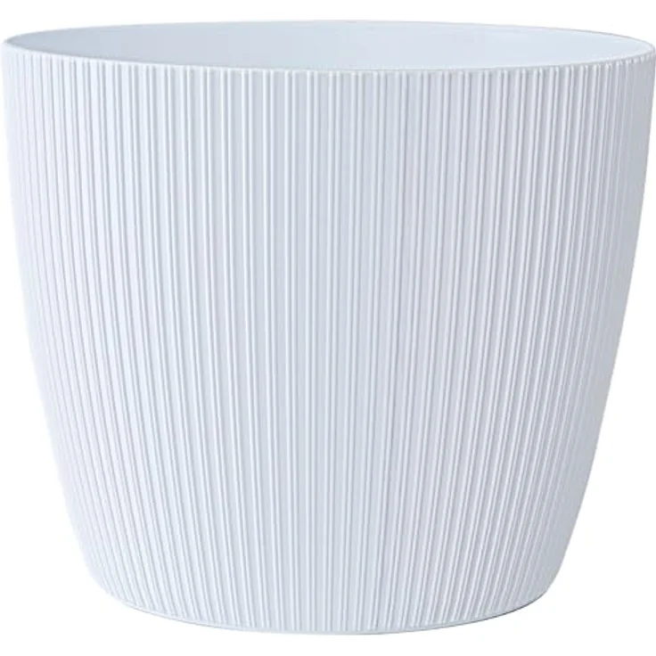 KONZEPT Blumentopf groß, gerillte Struktur 26/30cm, Übertöpfe für Zimmerpflanzen, aus Kunststoff ideal für Wohnzimmer, Küche und Balkon – Bild 2