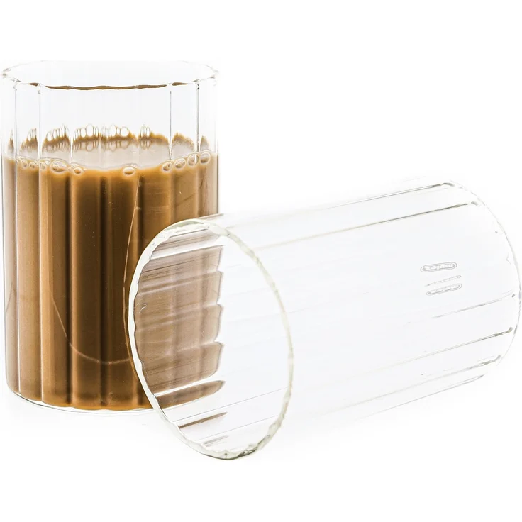Mulex 4 Tlg. Trinkgläser Set 250 ml Riffle Design Hitzebeständig Kalt- Warmgetränke – Bild 3