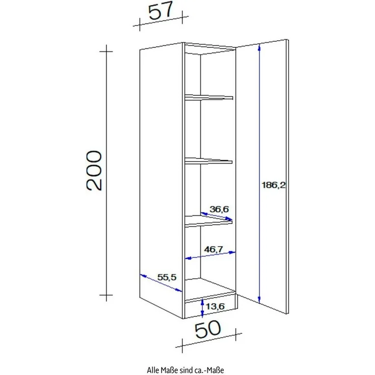 Flex-Well Seitenschrank Vintea (B x H x T) 50 x 200 x 57 cm, für viel Stauraum – Bild 3