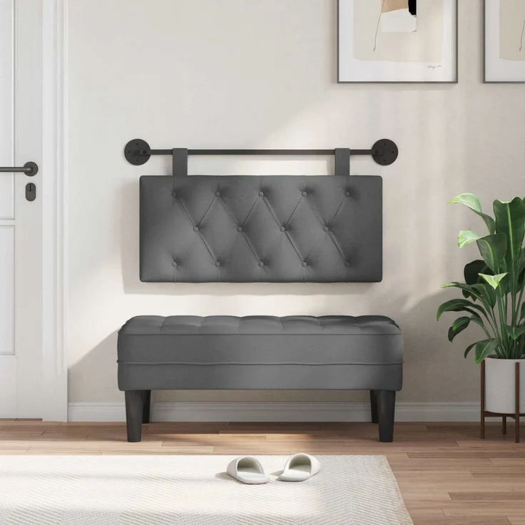 vidaXL Hängendes Kopfteil Dunkelgrau Stoff 7 x 100 x 55 cm Grau – Bild 3