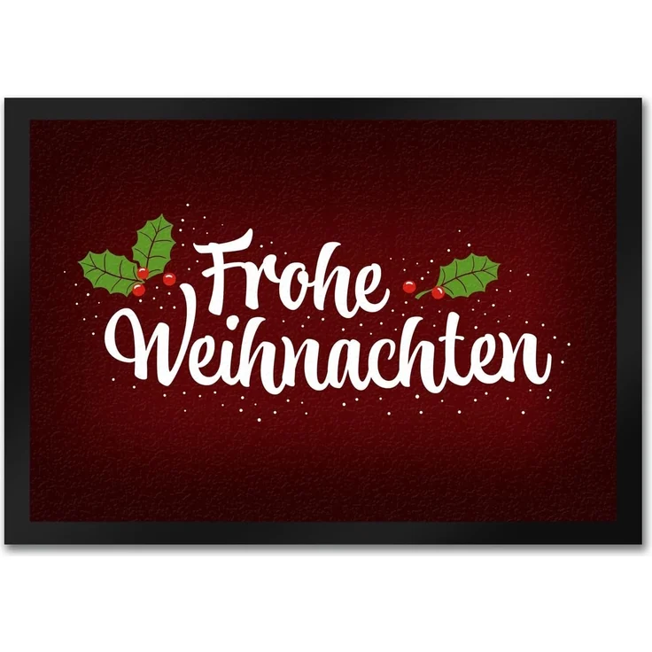 speecheese Fußmatte Frohe Weihnachten Fußmatte mit Blätter und Beeren Motiv Winter Advent – Bild 1