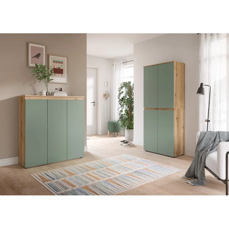 Universalschrank (B/H/T: 190x175x37 cm) in Evoke Oak Nachbildung und Smoke Green Nachbildung – Bild 5