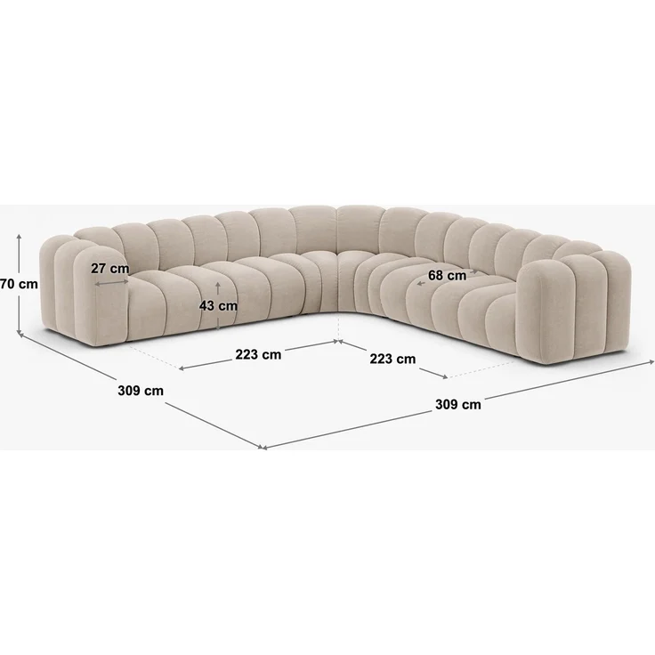 Micadoni symmetrisches Ecksofa Lupine 5-Sitzer Samt Venus Hellgrau – Bild 6