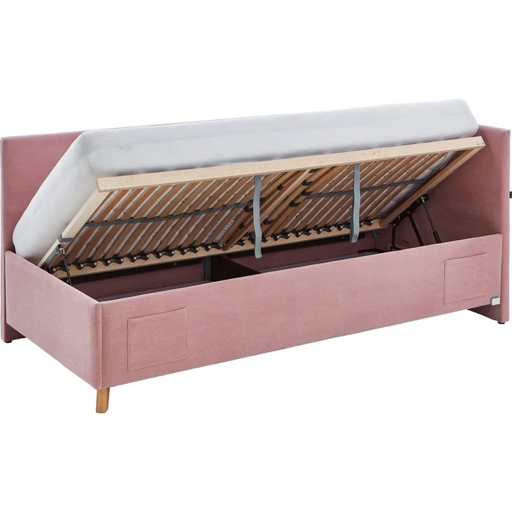 Basis-Liege mit Bettkasten Chicago / Cool, Stoff, Rosa, 98 x 90 x 208 cm – Bild 3