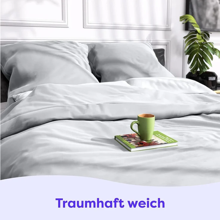 Wolkenfeld Kissenbezug Mako-Satin Baumwolle Kopfkissenbezug - Premium Kissenbezug, (1 Stück), Größe 80x80, 40x80 und 70x90 cm, versteckter Reißverschluss – Bild 3
