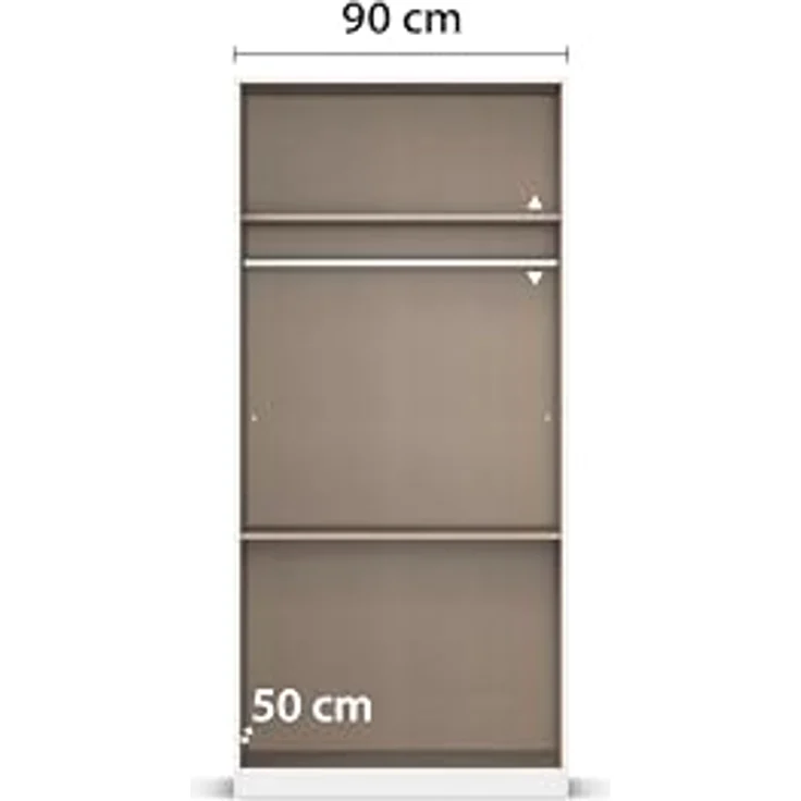 rauch Kleiderschrank, Drehtürenschrank COSTA, 2-türig, 2 Spiegeltüren, 2 Schubkästen, Grau metallic, 91 x 197 x 54 cm – Bild 9