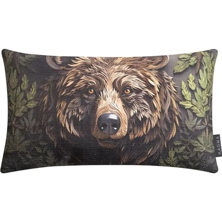 MAGMA Kissenhülle Foresta mit Waldtier-Motiv - ca. 30 x 50 cm Bär