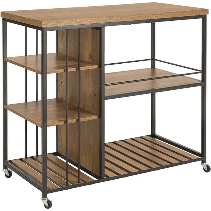 SoBuy SVW18-F Kücheninsel, MDF, PVC-Furnier, Braun, 108 x 92 x 45 cm – Bild 1