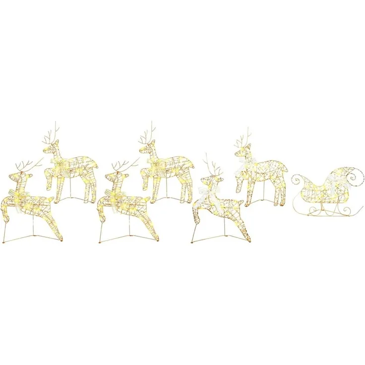 vidaXL LED Rentiere mit 40 LEDs 7 pcs Gold PET 3399389