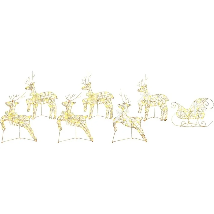 vidaXL LED Rentiere mit 40 LEDs 7 pcs Gold PET 3399389 – Bild 1
