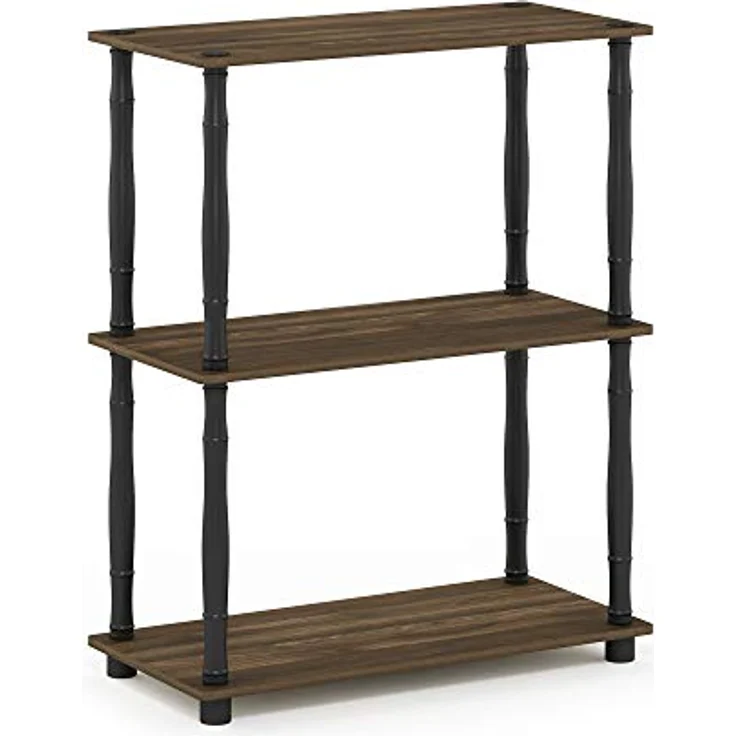 Furinno 3-Ebenen kompaktes Mehrzweck-Regal mit klassischem Rohr, holz, Columbia Walnut/Schwarz, 29. 46x59. 94x75. 18 cm – Bild 6