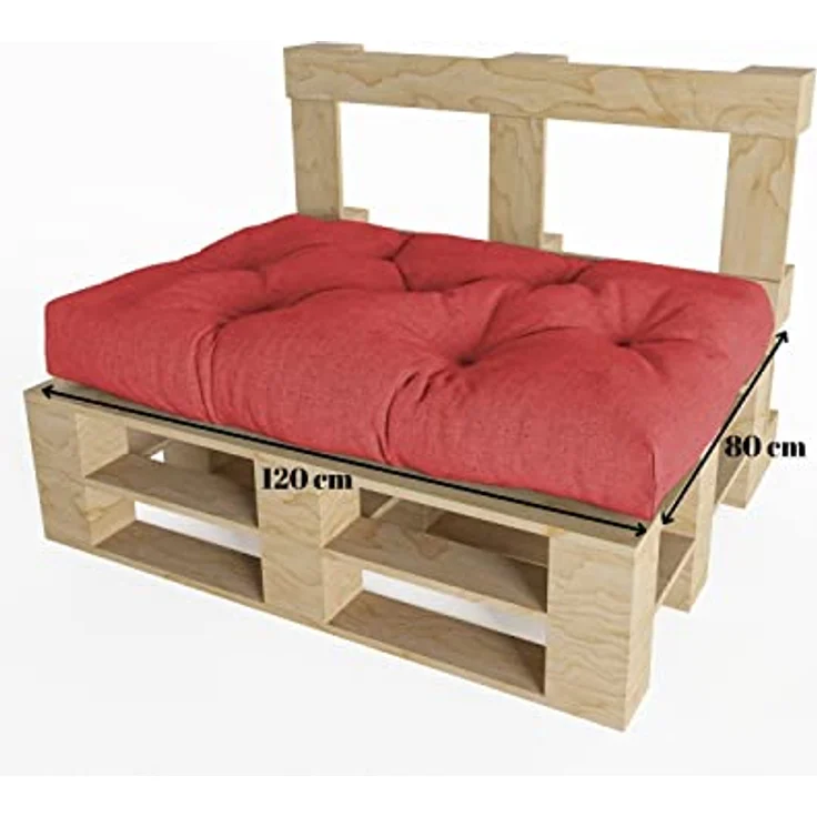 chilly pilley Palettenauflage Schaumflocken palettenkissen Palettenpolster Palettenmöbel Palettensofa Rückenlehne Sitzkissen Seitenkissen Set (7er Set Rot) – Bild 7