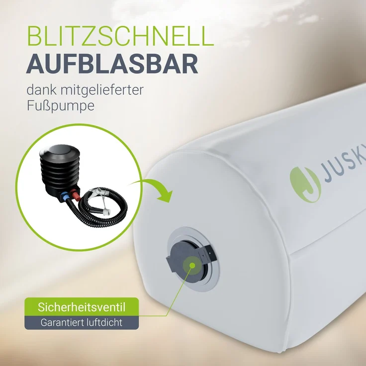 Juskys Aufblasbarer Rausfallschutz Louana 130 cm - Schnell aufblasbar mit Fußpumpe, ideal für Urlaub - Rausfallschutz Baby Kinderbett Bettkantenschutz – Bild 3