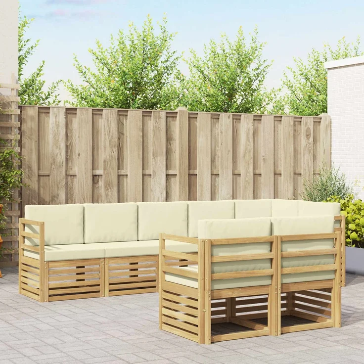 vidaXL Outdoor-Sofagarnitur 8 stk. 8-Sitzer Weiß und Creme Polyester 3392015 – Bild 1