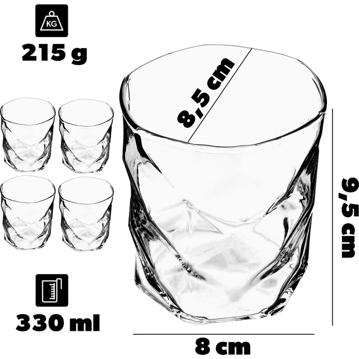 KADAX Glas für Getränke und Getränke 330ml 4 Stk – Bild 4