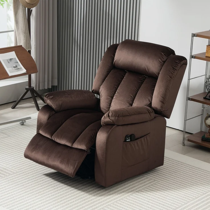 MELAYR, Aufstehsessel mit Massagefunktion und Lendenheizung, 95 x 88 x 106 cm, Braun – Bild 4