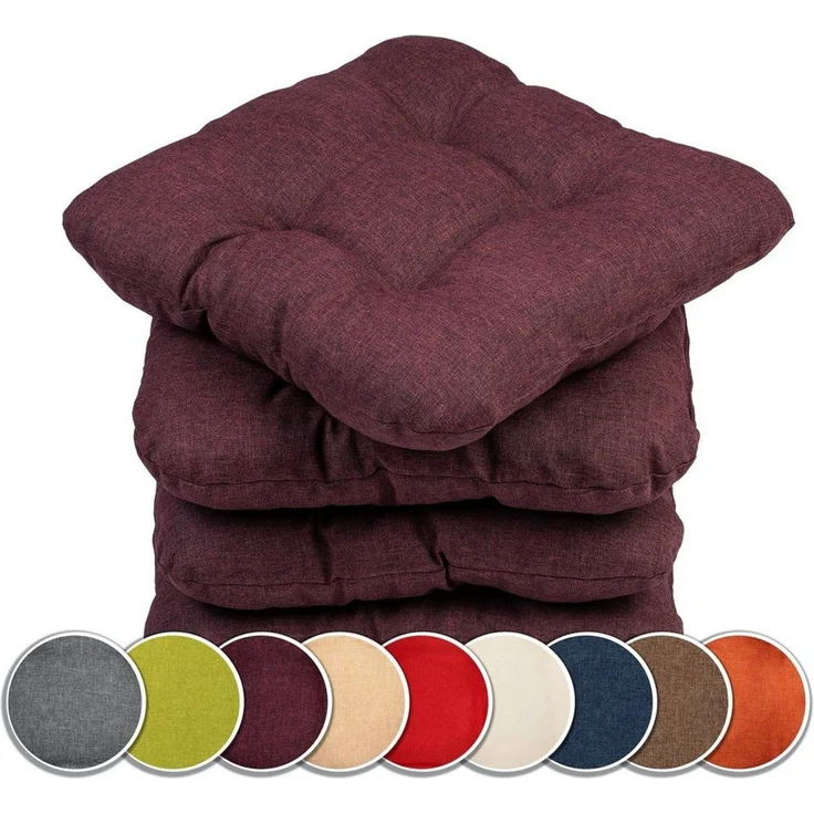 sunnypillow Stuhlkissen 4er Set Stuhlkissen 45x45 cm Bequeme 8cm, Polsterauflage Auflage für Stühle / Bänke – Bild 1