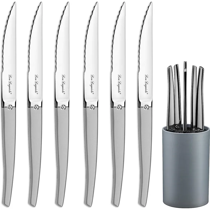 Lou Laguiole - Steaks Knive- elegant satinfinish -6 stk & kniv holder