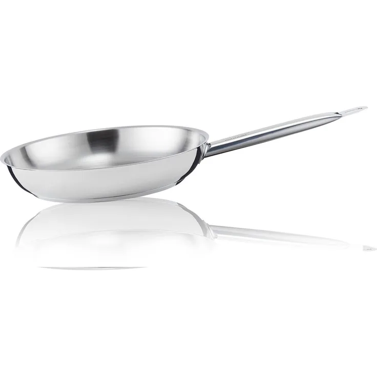 MEISTERKOCH Bratpfanne Edelstahlpfanne 28 cm Durchmesser | 4,8 cm Höhe, Induktion | Profi Kochgeschirr unbeschichtet, spülmaschinengeeignet, backofenfest bis 240°C