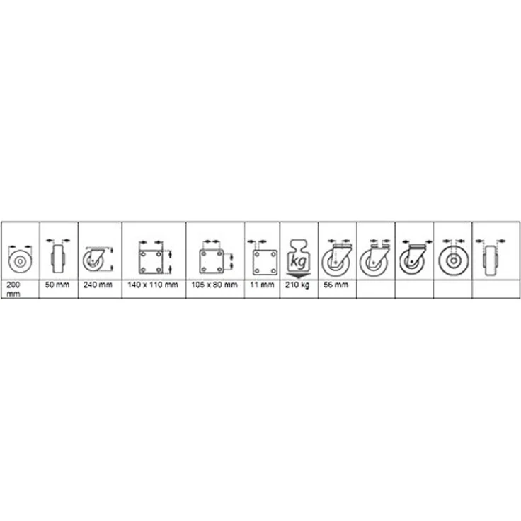 Lenkrolle inkl. Totalfeststeller 200 x 50 mm, Tragkr. 210 kg – Bild 2