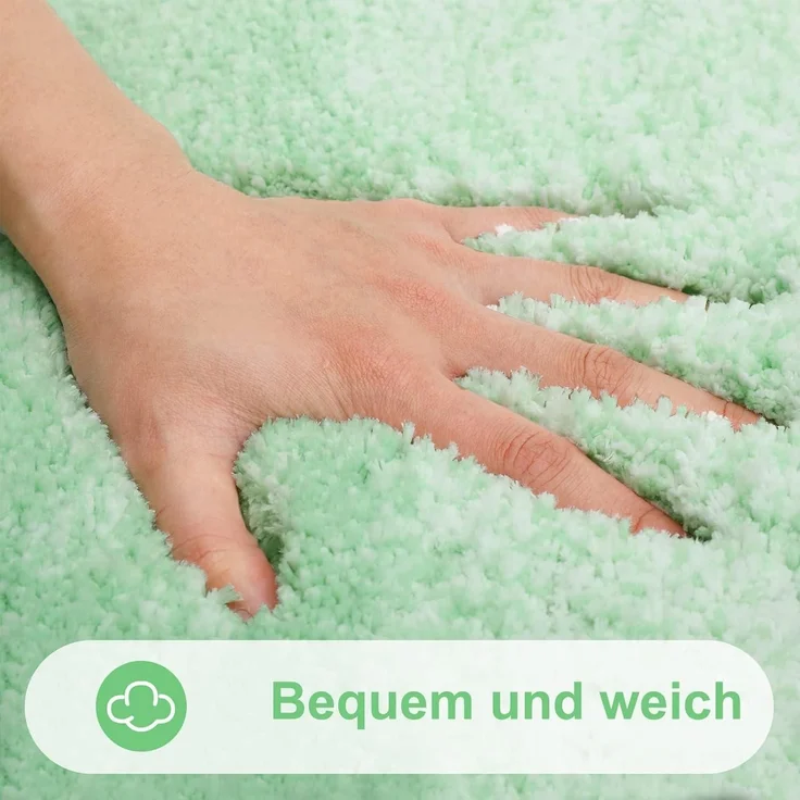 Badematte Mikrofaser rutschfest waschbar saugfähig 60x120 cm Grün – Bild 3