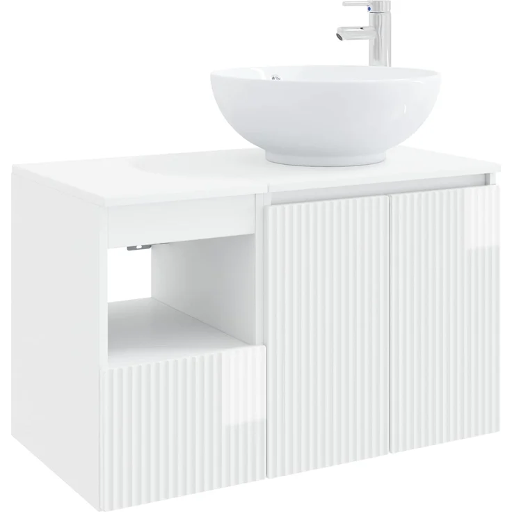 vidaXL Badezimmerschrank-Set 2 stk. Hochglanz Weiß 79,5 x 44,5 x 80 cm 3404088 – Bild 2