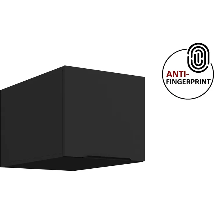 Küchen Aufsatzschrank 40 cm ARIA Schwarz ultra matt + Schwarz matt, hochwertige Fronten mit Anti Fingerprint Beschichtung Küchenzeile Küchenblock