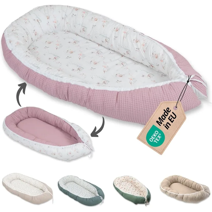 ULLENBOOM Babynest - 100% OEKO-TEX Materialien & Made in EU, Märchenwald - Babynestchen Neugeborene aus kuscheliger Baumwolle, Ideal als Reisebett & Kuschelnest geeignet