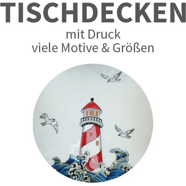 matches21 HOME & HOBBY Tischdecke Tischläufer YVONNE Leuchtturm Stickerei Polyester maritim 40 x 90 cm (1-tlg), Pflegeleicht & waschbar bei 30 °C – Bild 2