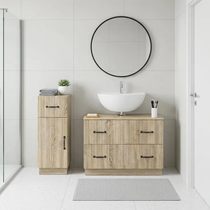 vidaXL 2-teiliges Badezimmer Schrank Set HOORN Sonoma-Eiche 3417713