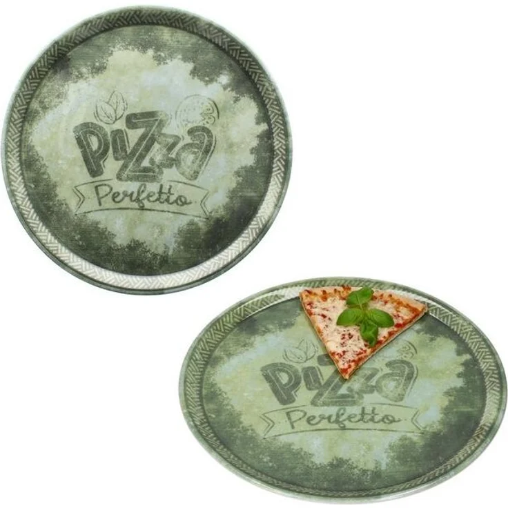 MamboCat Pizzateller 2x Perfetto Pizzateller Grün Ø 31,5 cm 2 Personen Porzellan Pizza – Bild 4