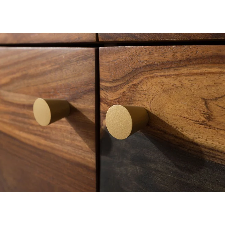Sideboard Sheesham 140 x 45 x 80 dunkelbraun lackiert ANCONA #222 – Bild 5