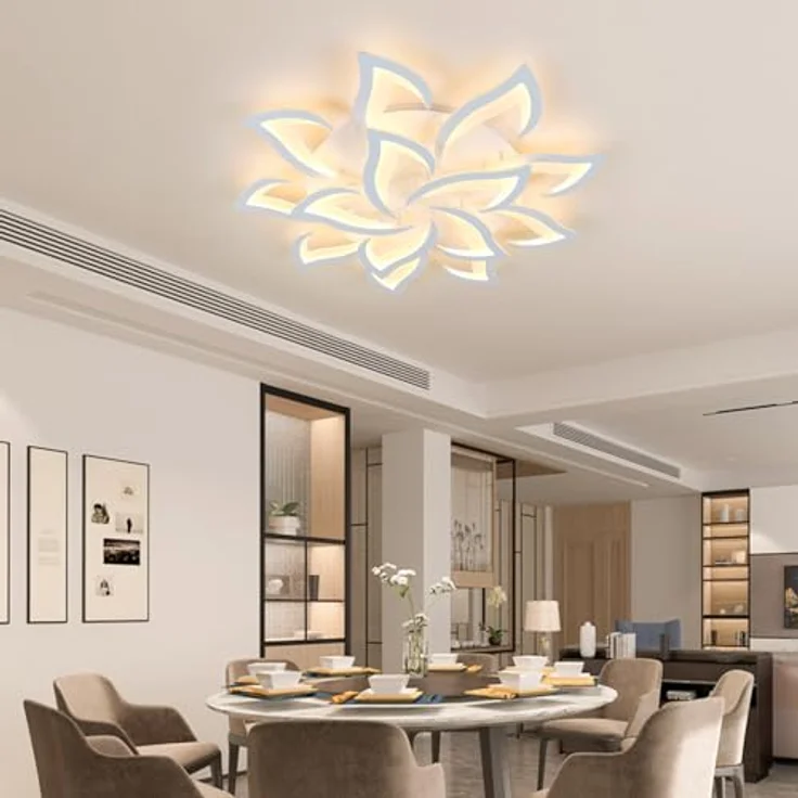 Comely LED Deckenleuchte Dimmbar, 84W LED Deckenleuchter Moderner Stil Große Deckenleuchte mit Fernbedienung/APP für Wohnzimmer, Schlafzimmer, 3000K–6500K, 100cm, Weiß – Bild 8