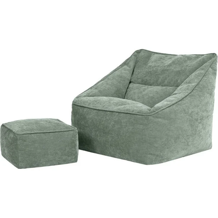 icon Sitzsack chenille premium Sessel „Natalia" mit Hocker (Spar-Set, 1 x Sitzsack-Sessel, 1 x Fußhocker), Sitzsack XXL, Made in Germany, für Erwachsene & Kinder, für Wohnzimmer