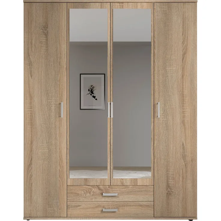 Kleiderschrank >Karl< in Eiche Sonoma - 159x196x54cm (BxHxT)