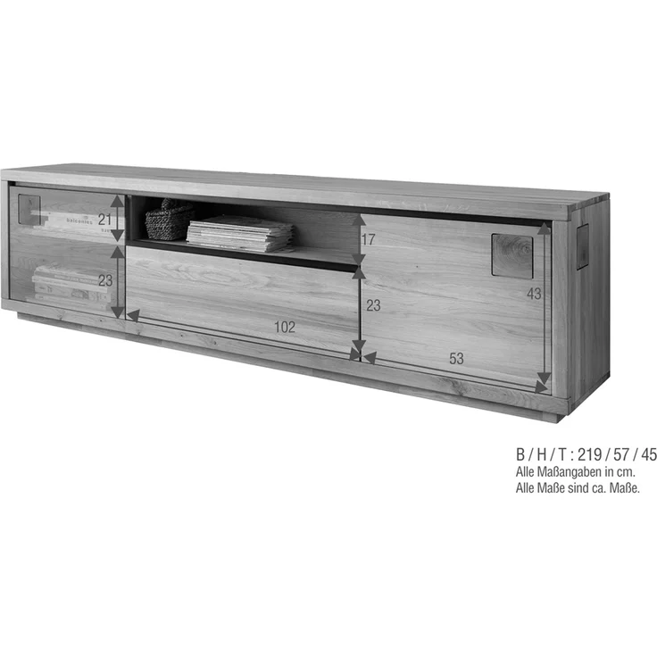 TV Board 215x56cm "Bergamo" Kernbuche geölt WZ-0159 – Bild 4