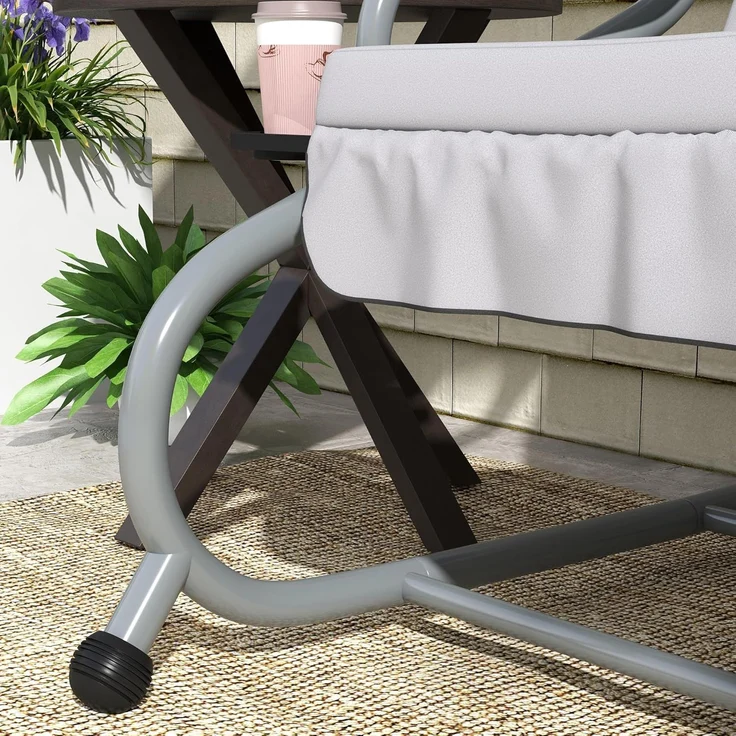 Outsunny Hollywoodschaukel Gartenschaukel mit Sonnendach, Liegefunktion, 2-Sitzer, Bettfunktion, Schaukelbank, 1 tlg, Bettschaukel, für Garten, Hellgrau – Bild 8
