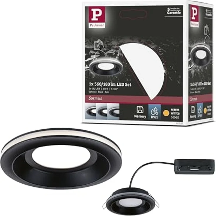 Paulmann 92251 LED Einbauleuchte Sormus 10cm Einzelleuchte IP65 rund schwarz – Bild 1