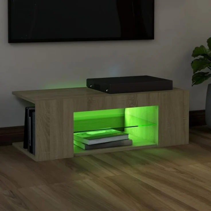 vidaXL TV-Schrank mit LED-Leuchten Sonoma-Eiche 90x39x30cm 804241 – Bild 3