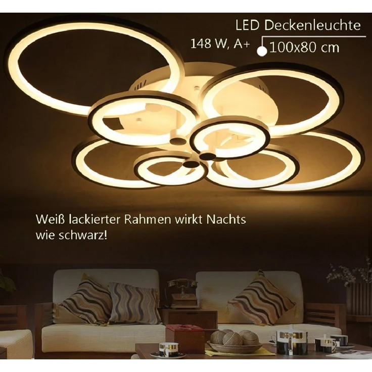 Euroton LED Deckenleuchte LED Deckenleuchte Fernbedienung Lichtfarbe/Helligkeit einstellbar, LED fest integriert, mit Fernbedienung kaltweiß-warmweiß, 7000k-3000k stufenlos einstellbar, Nicht zutreffend – Bild 2