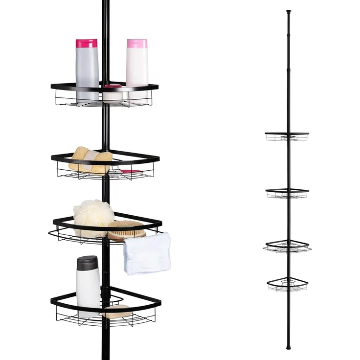 bremermann Teleskopregal Teleskop-Eckregal, 4 Körbe, Stange bis max. ca. 290 cm, schwarz
