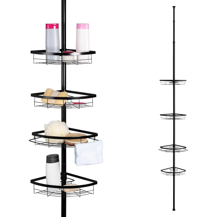bremermann Teleskopregal Teleskop-Eckregal, 4 Körbe, Stange bis max. ca. 290 cm, schwarz
