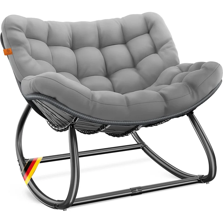 KESSER® Schaukelstuhl für drinnen & draußen ergonomischer Schaukelsessel | maximale Belastung von 120kg Relaxsessel mit Rutschfesten Füßen, Witterungsbeständig
