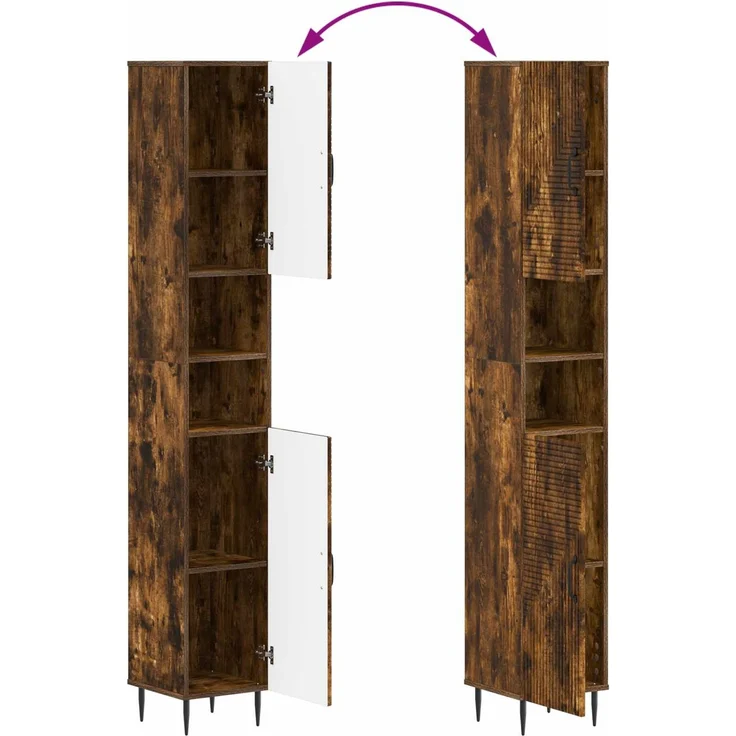 vidaXL 4-teiliges Badezimmer-Schrank-Set HAARLEM Raucheiche 3417941 – Bild 9