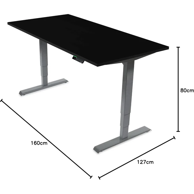Desktopia Pro X - Elektrisch höhenverstellbarer Schreibtisch / Ergonomischer Tisch mit Memory-Funktion, Schwarz, Gestell Grau, 180x80 cm – Bild 2